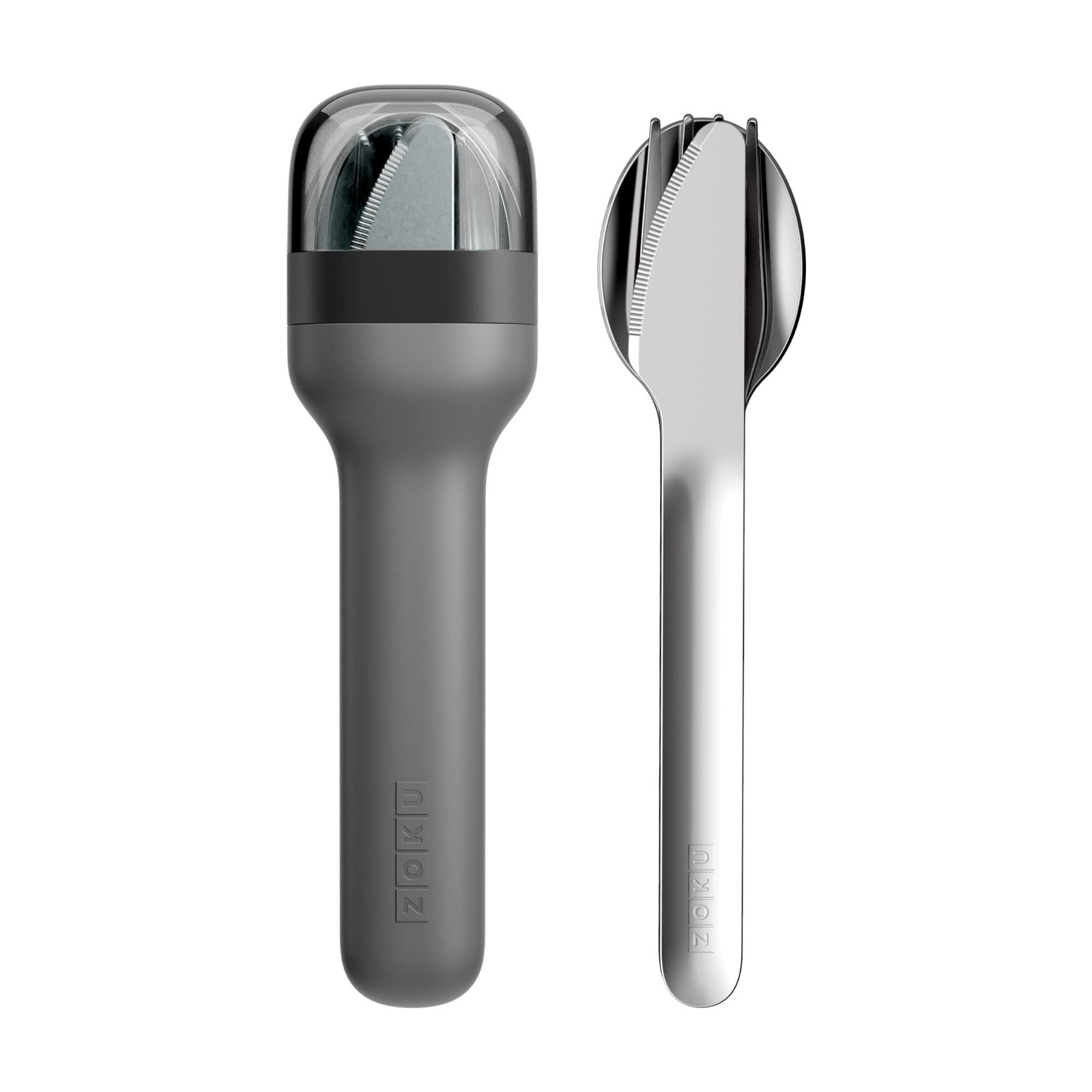 Pocket Utensil Set, Charcoal - Stainless Steel Fork, Knife, and Spoon Nest in...