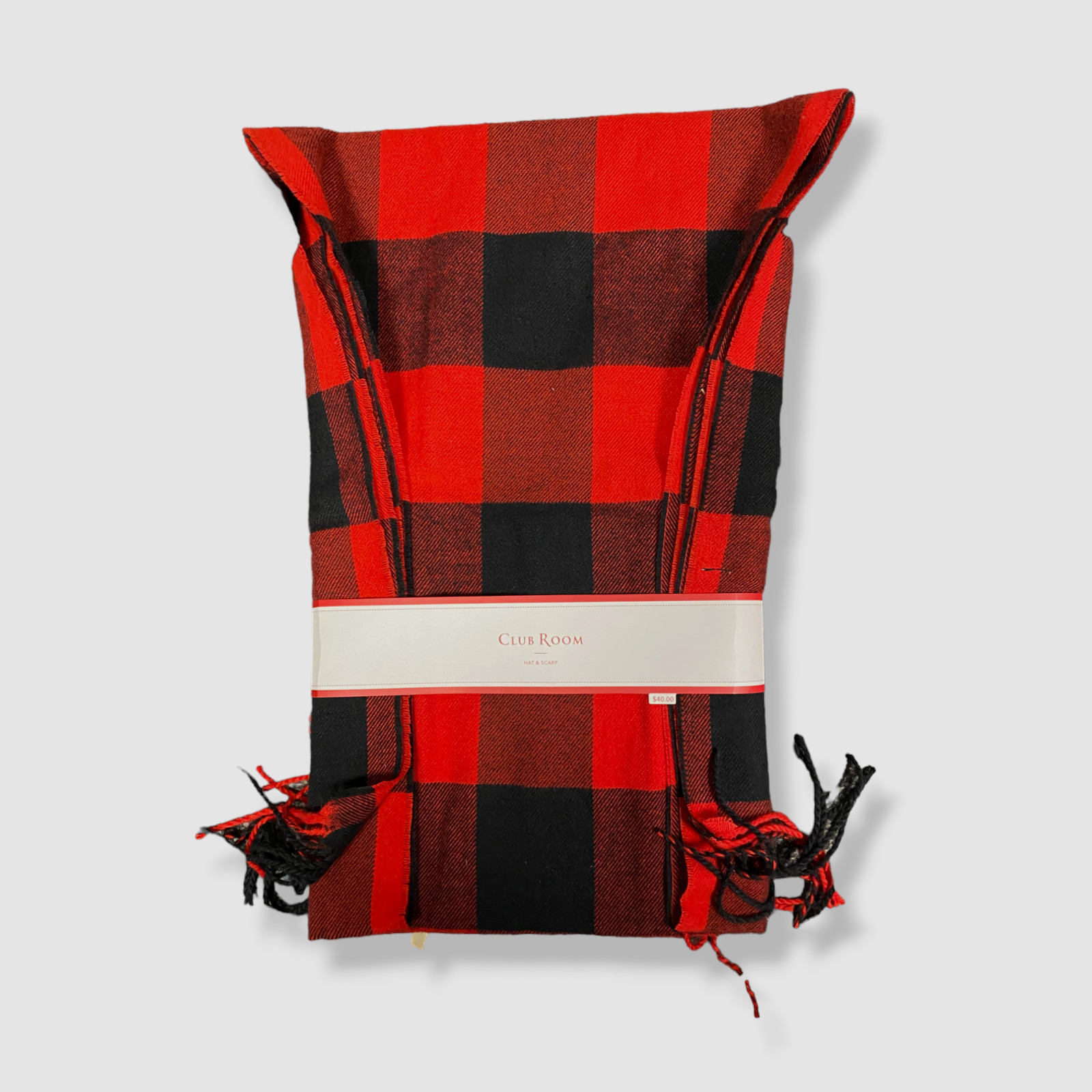 $20 Club Room Men's Red Plaid Scarf Size OS