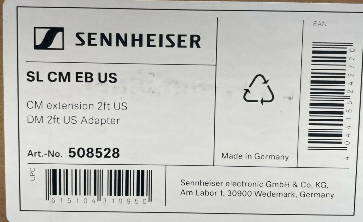 Sennheiser SL CM EB US  2ft Ceiling Microphone Extension Bracket Art. No. 508528