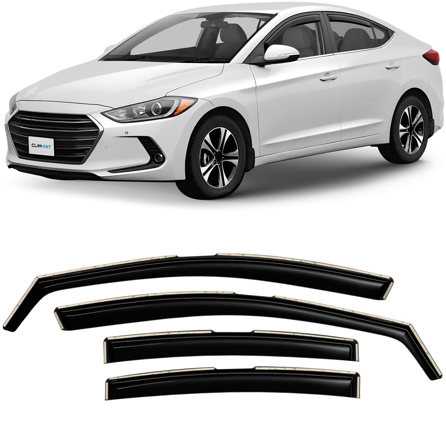 CLIM ART in-Channel Incredibly Durable Rain Guards for Hyundai Elantra 2017-2...
