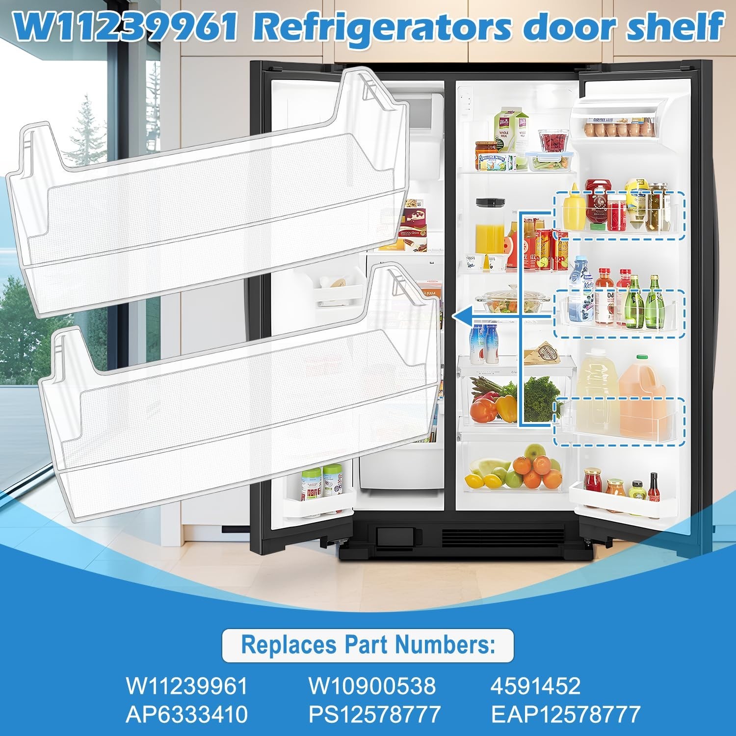 (2 PACK) [UPGRADED] W11239961 Refrigerator Door Shelf Replacement Compatible ...