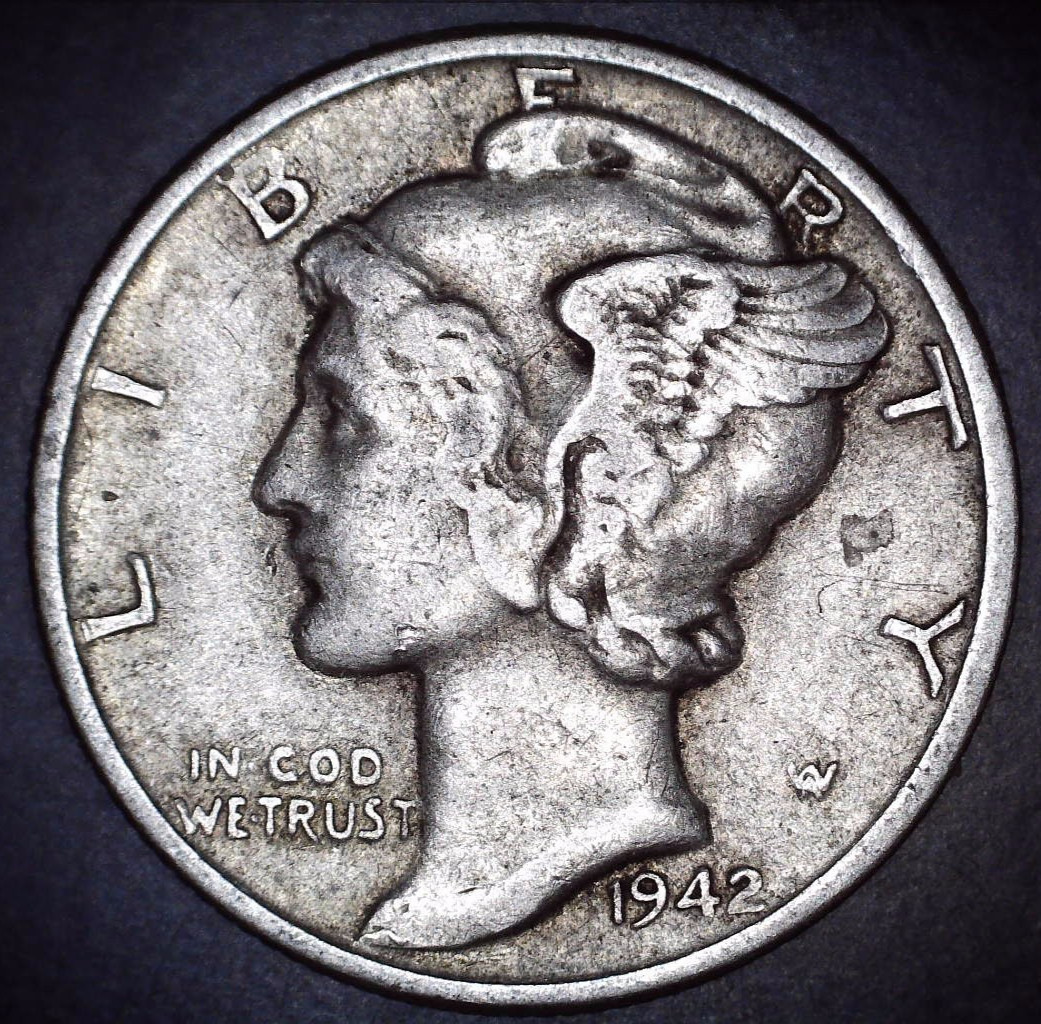 Vintage 1942-P WWII Mercury Dime 90% Silver Circulated Coin 6