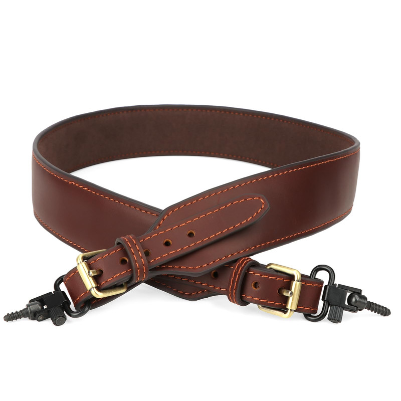 Tourbon Leather Adjustable Gun Sling For Rifle Shotgun Swivels