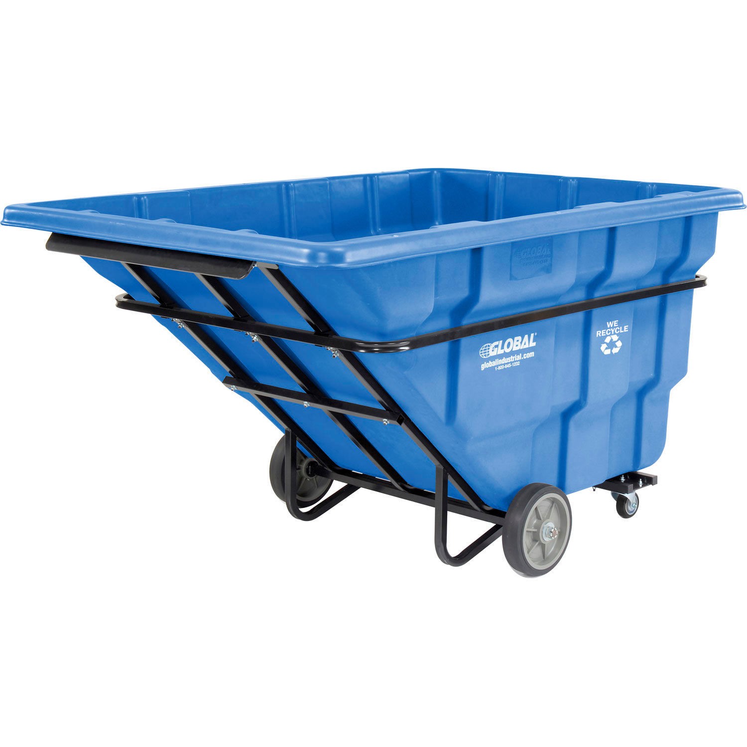 Global Industrial Extra HD Plastic Recycling Tilt Truck 2750 Lbs. CapBlue