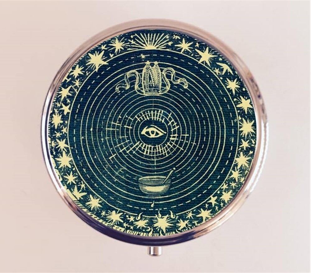 Eye Tarot Card Pill Box Case Pillbox Holder Trinket Mystical Travel Vitamins