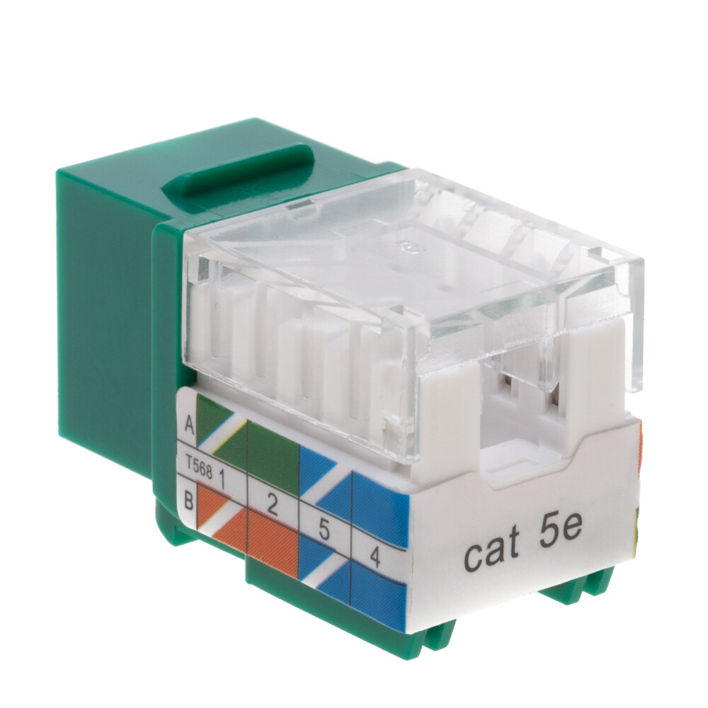 40 Pcs Cat5e 45 Angled Keystone Jack 110 Punch down 8P8C Green Network Ethernet