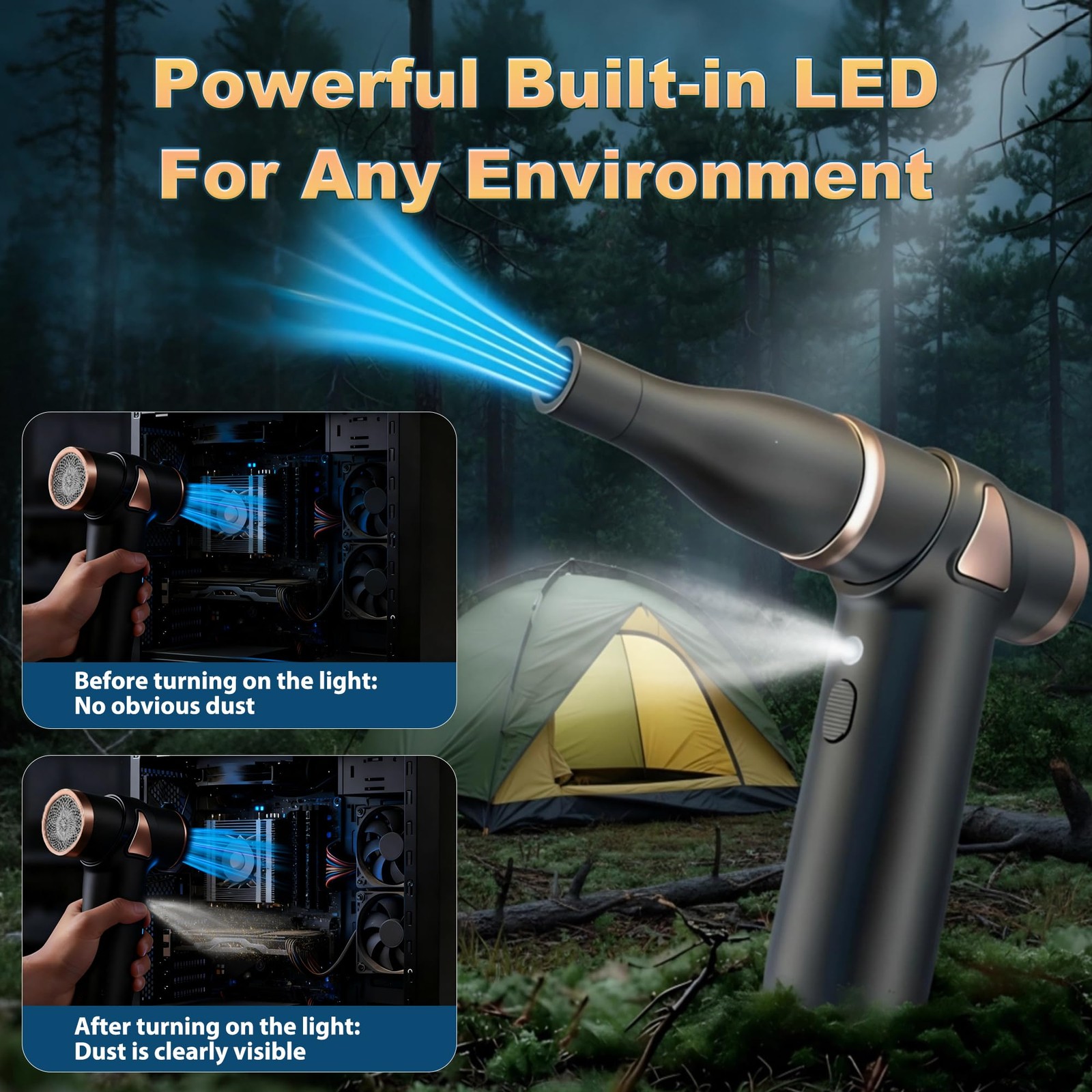 Mini Compressed Air Duster Electric Cleaner with LED Rechargeable