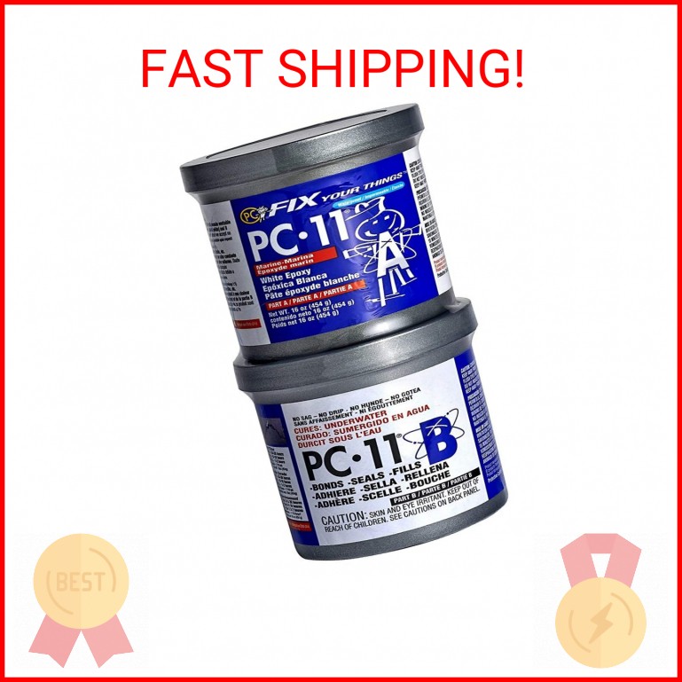 PC-Products PC-11 Epoxy Adhesive Paste, Two-Part Marine Grade, 1lb in Two Cans,