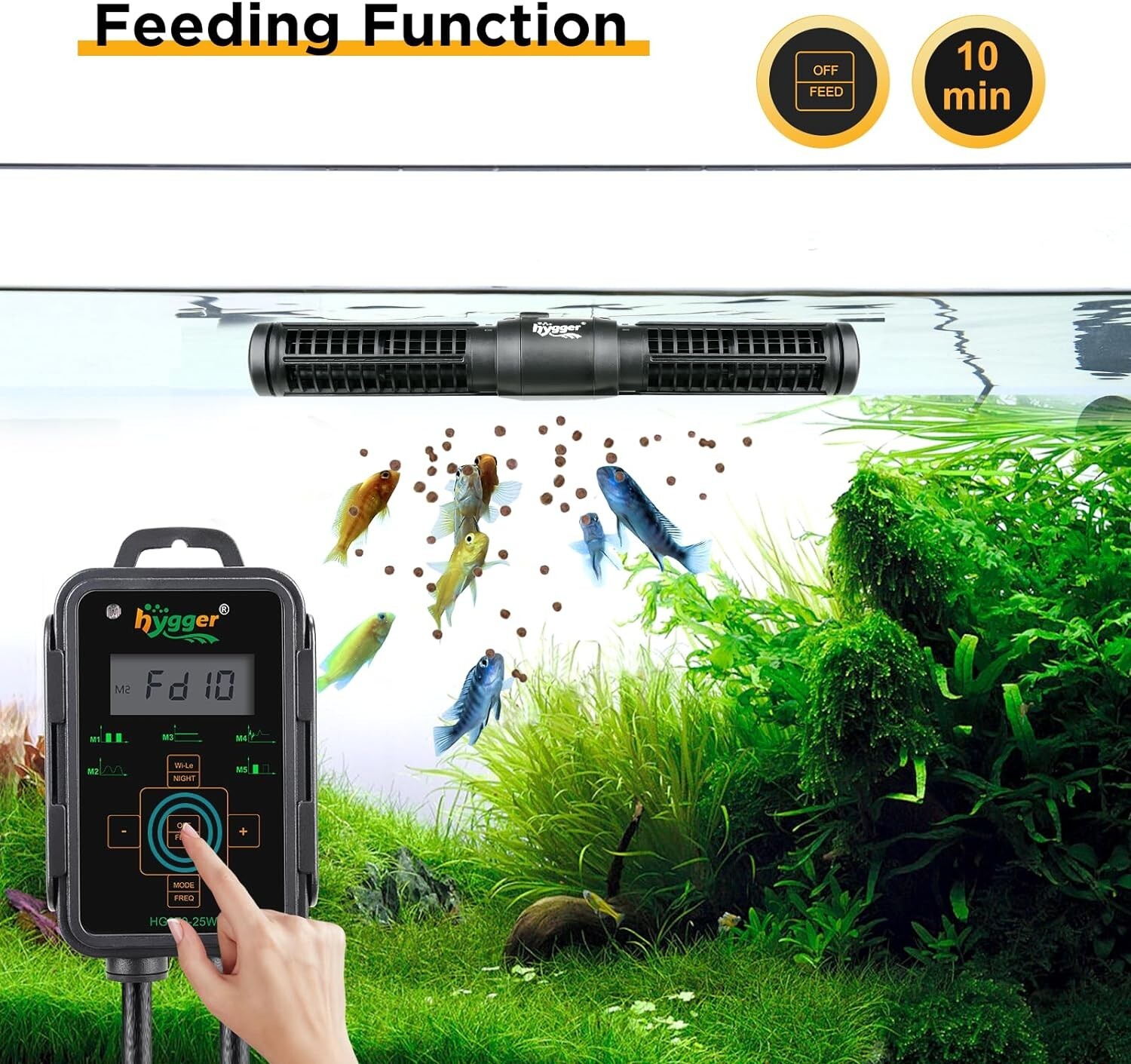 hygger Aquarium Circulation Pump Wave Maker Power Head w/ magnetic mount Suction