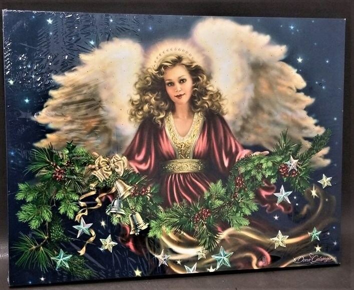 Winter Lane Fiber Optic Canvas by Dona Geisenger-Christmas Blessing Angel-NEW