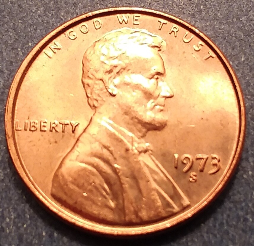 1973-S Brilliant Uncirculated Lincoln Cent.  Ships Free.  BU condition.