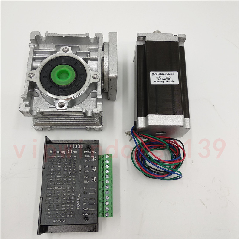 Nema23 1.8NM Stepper Motor Drive Controller L76mm Worm Gearbox 20:1 Reducer Kit