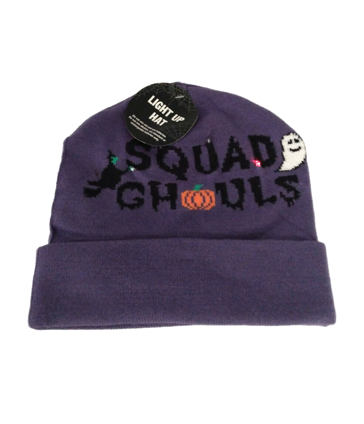 Halloween One Size Purple Black Orange Light Up One Sz Stocking Cap Squad Ghouls