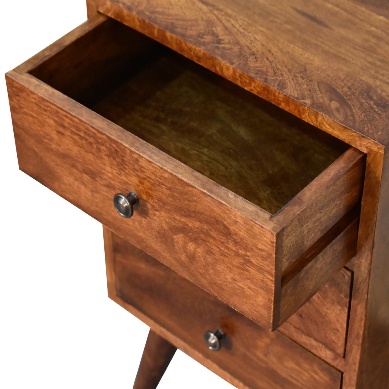 Solid Wood Multi Bedside, 4-Drawers, Chestnut, Brown