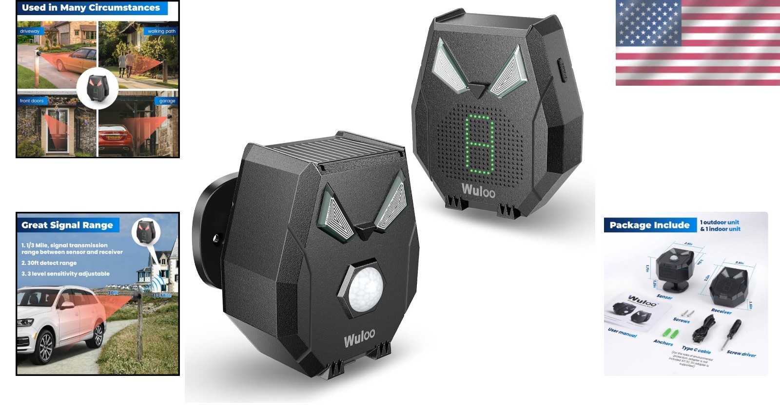 Upgraded Solar Driveway Alert System - Wireless, Indoor/Outdoor Motion Detector