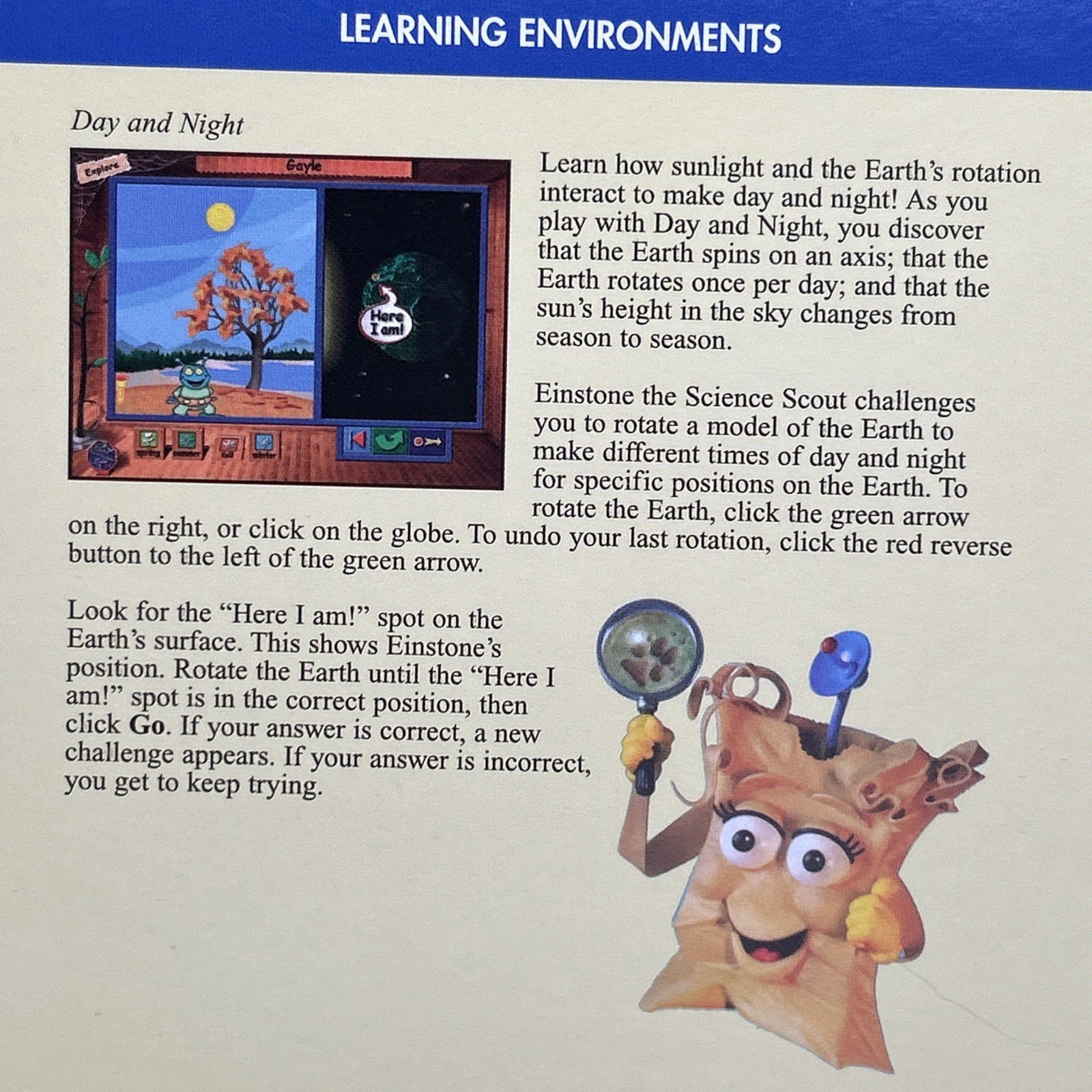 Edmark Thinkin' Science Pc XP Motion Gravity Animal Tracking Physics Light