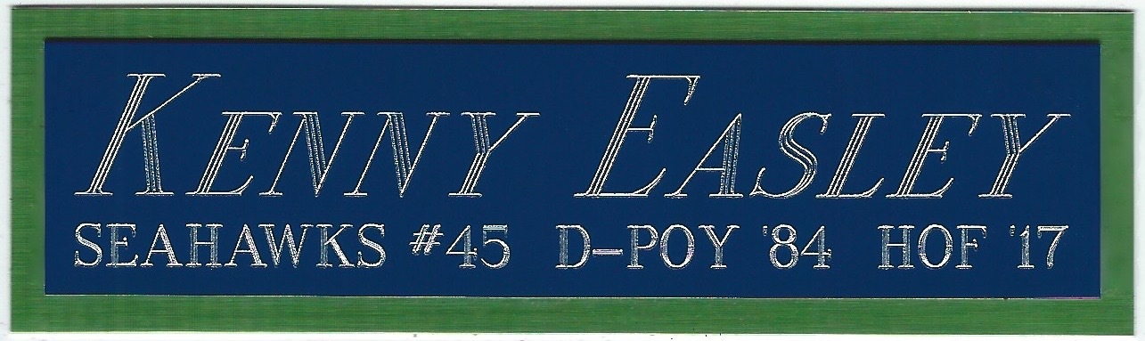 KENNY EASLEY SEAHAWKS NAMEPLATE AUTOGRAPHED Signed FOOTBALL-HELMET-JERSEY-PHOTO
