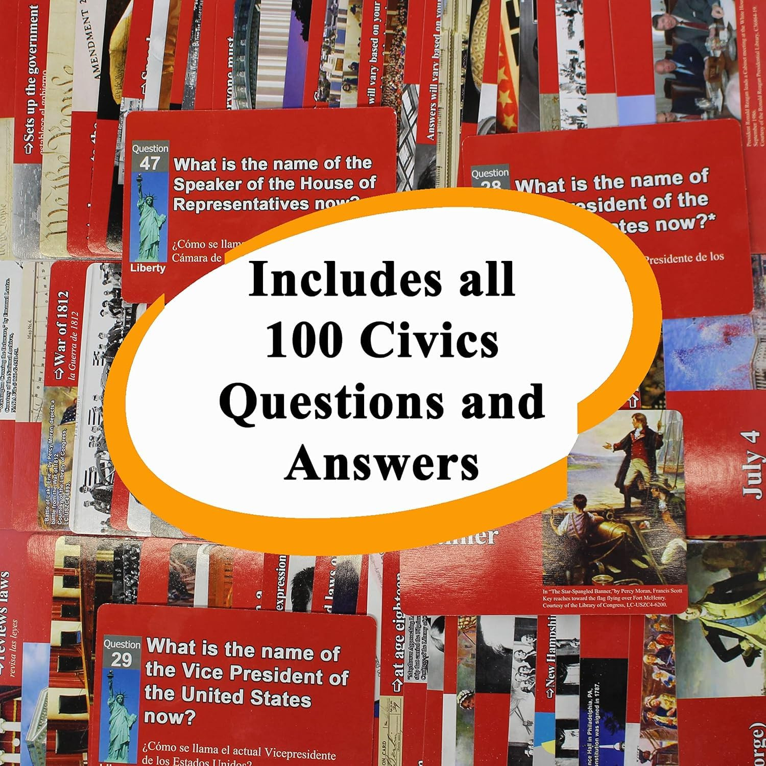 US Citizenship Flash Cards 2025 to Study for the Naturalization Test Includes Ci