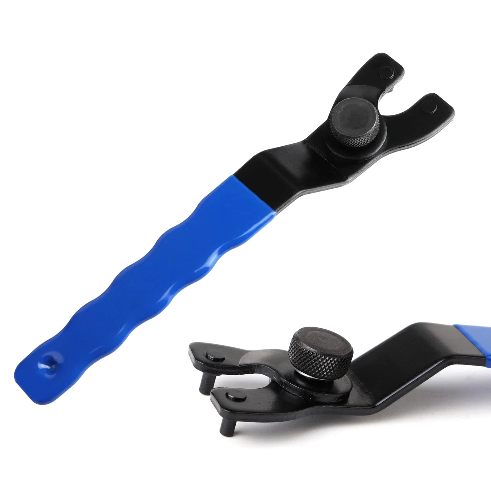 All-Purpose Pin Spanner Tool Adjustable for Grinder Nut Removal Rubber Handle