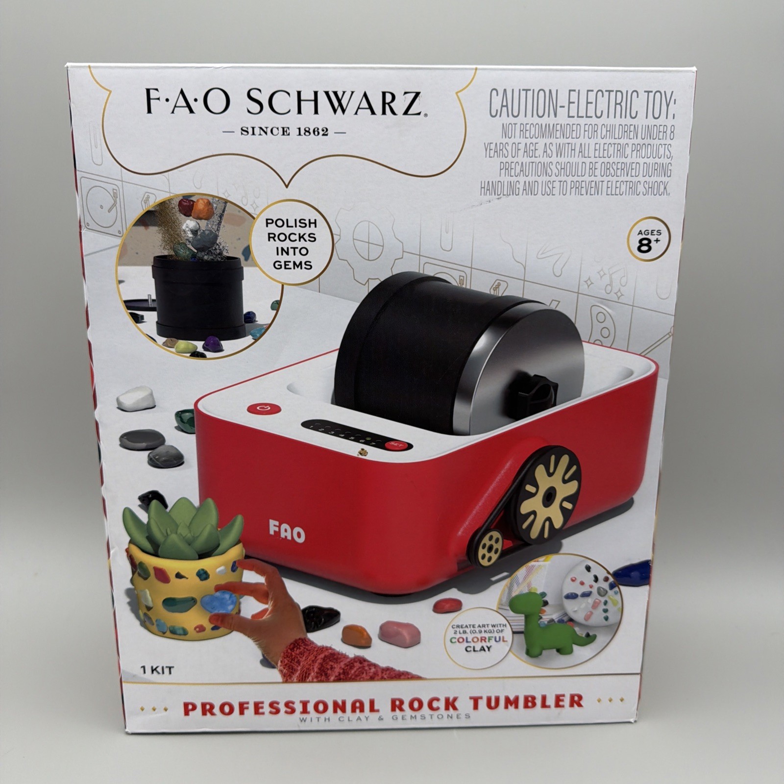 FAO Schwarz Toy Kids' Rock Tumbler with Clay and Gemstones - 22pcs