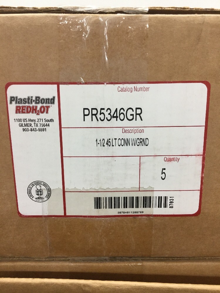 PLASTIBOND PR5346GR 1-1/2" 45 Degree Grounding Connector Fittings (Box of 5)