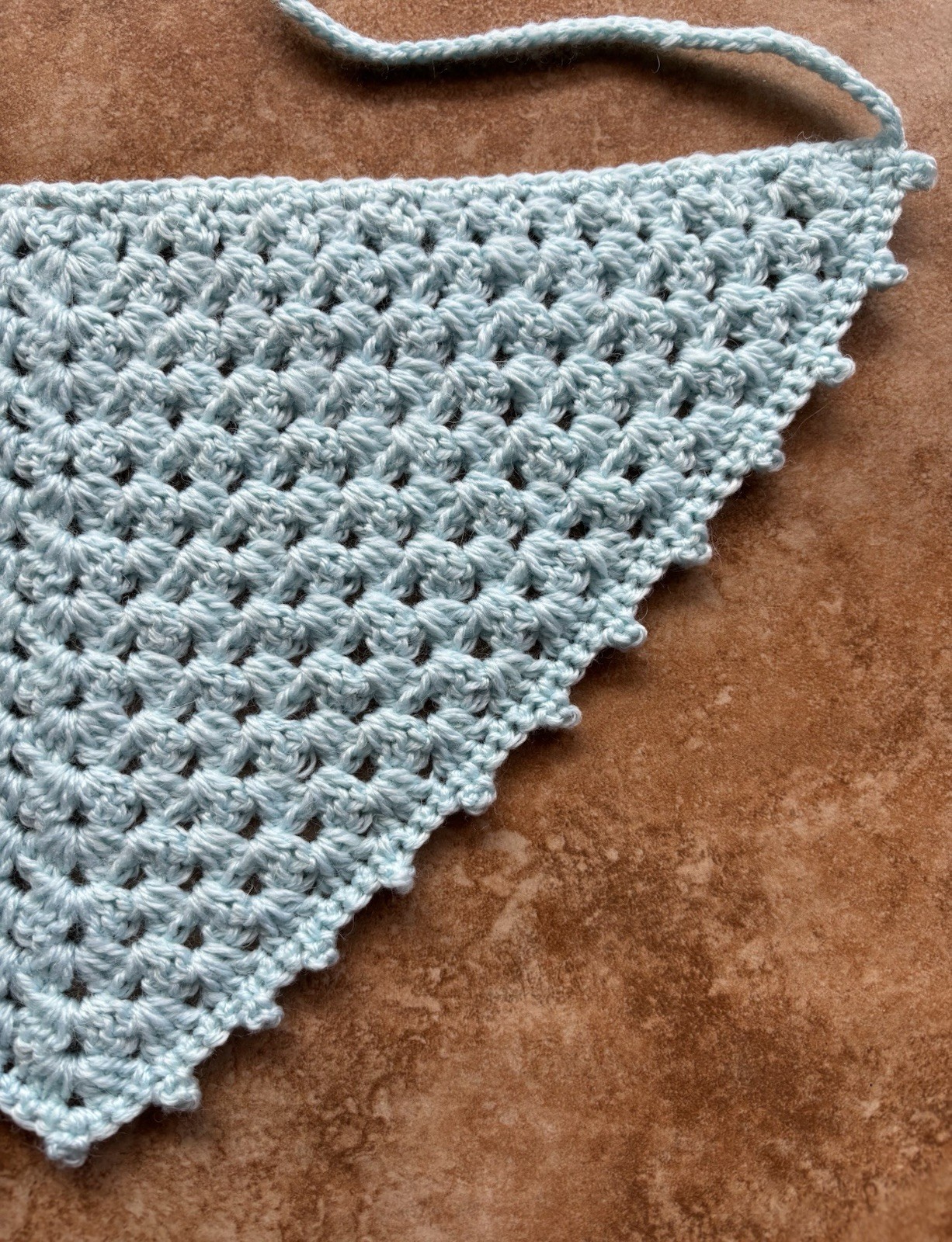 Handmade Crochet Bandana; Granny Stitch And Turquoise Color