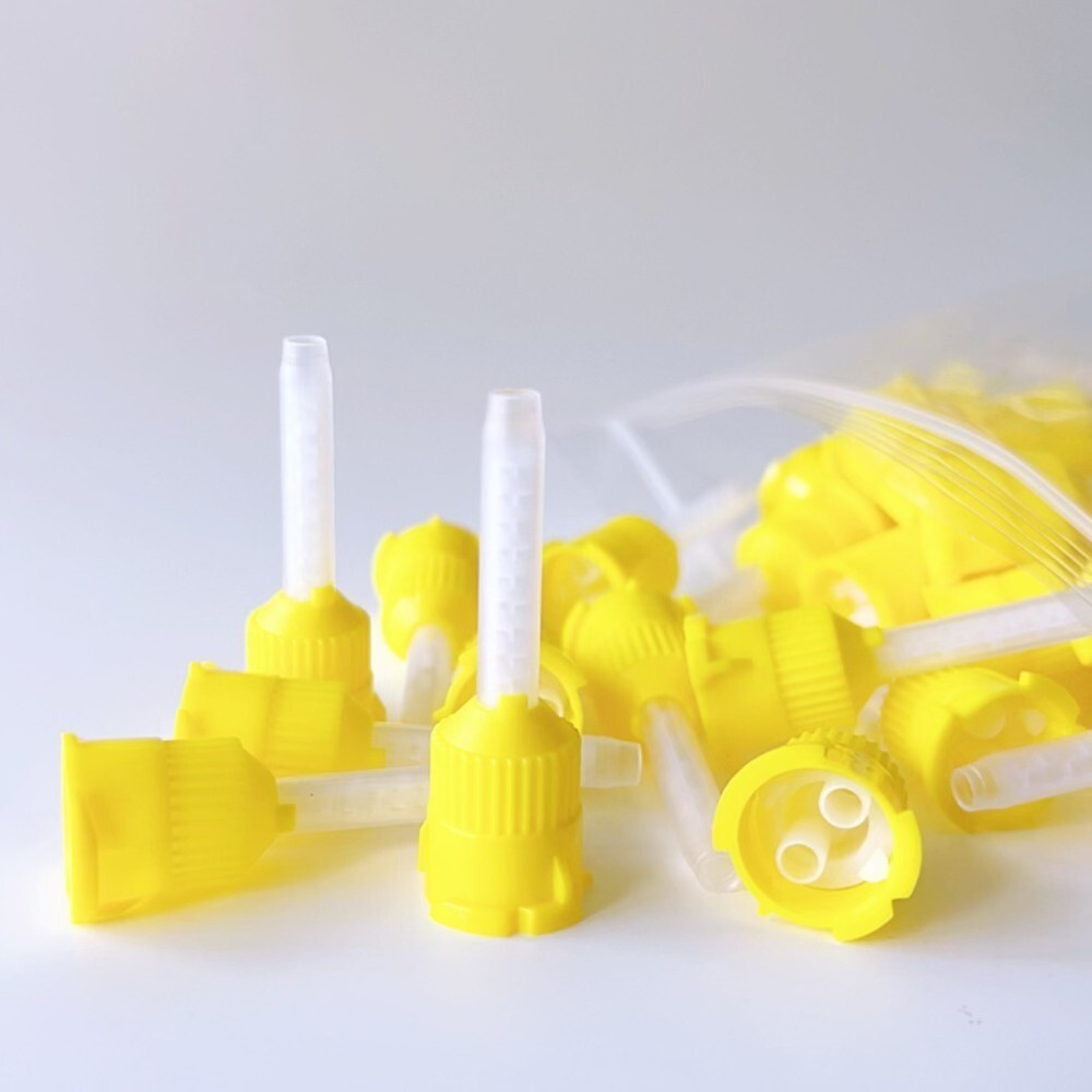 Dental Mixing Tips Impression Short Yellow 5Cm 1:1 Yellow  T-Type  100PCS