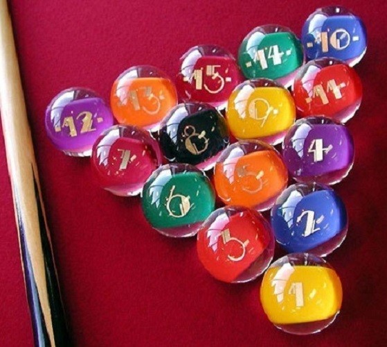 ROCCO CLEAR POOL BALLS CLEAR BILLIARD BALLS