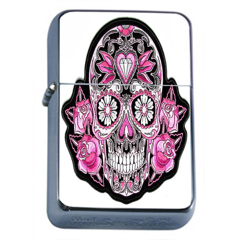 Windproof Refillable Oil Lighter Sugar Skull D14 Day of The Dead Dia De Muertos