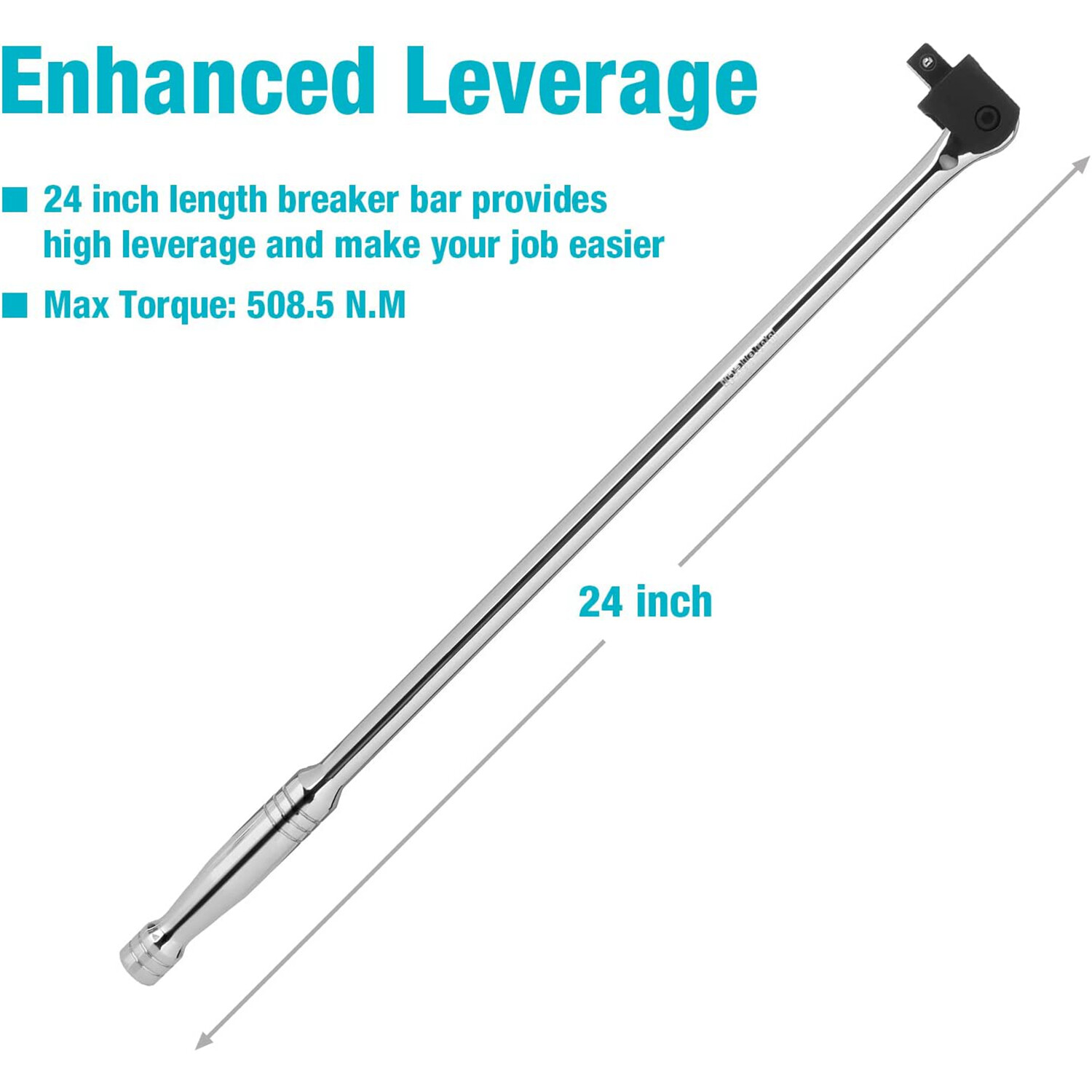 1/2'' Drive 24" Breaker Bars Heavy Duty 240° Flex Head Spring-loaded Detent Ball