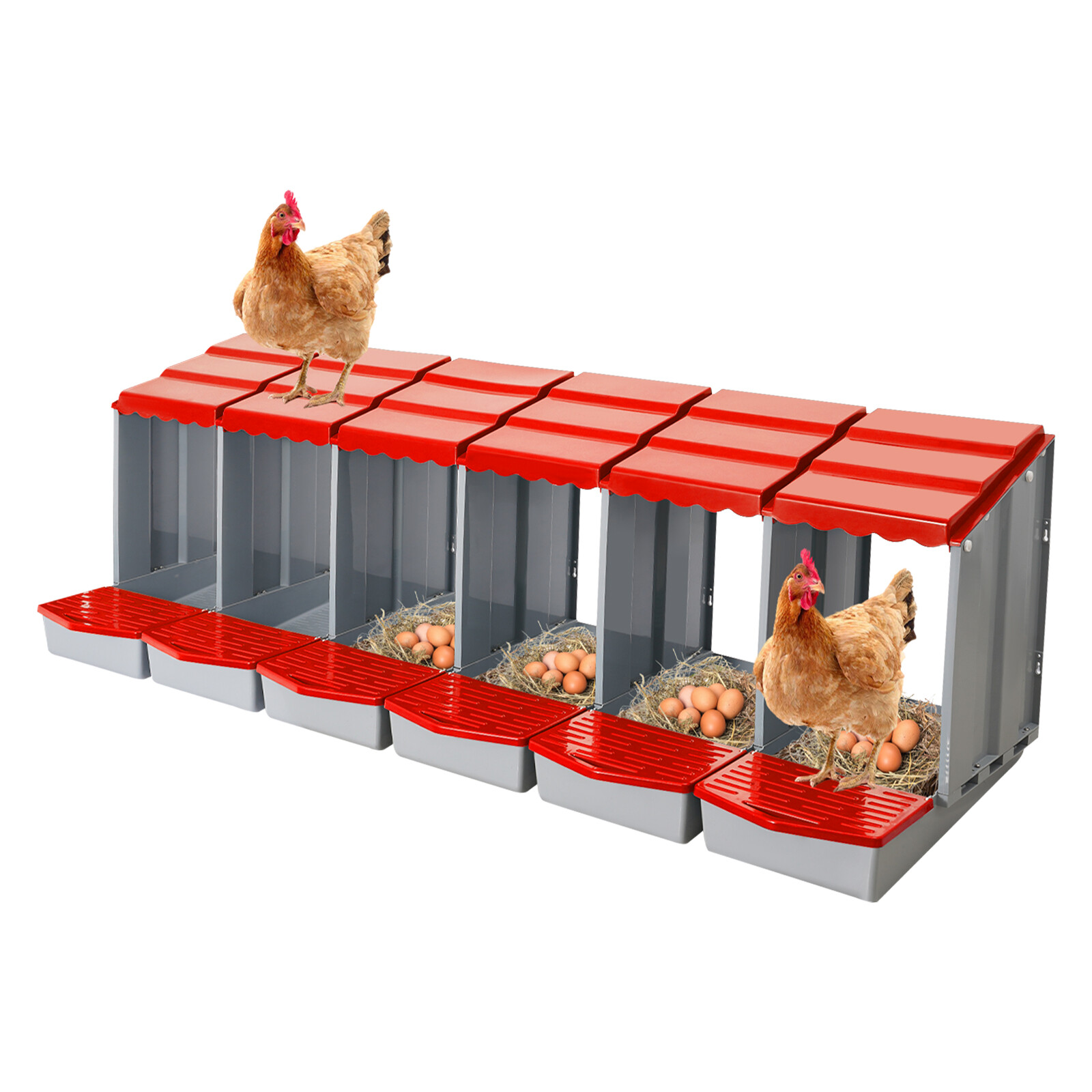 6-Compartment Chicken Nesting Box with Easy Egg Collection & Installation