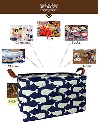 Rectangle Storage Basket Cute Canvas Organizer Bin for Pet/Children whale