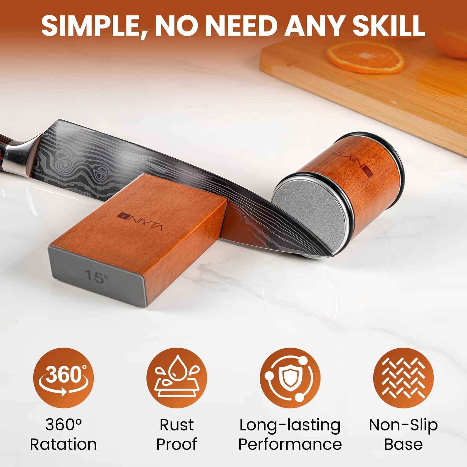 Rolling Knife Sharpener Kit – 3-Stage Manual Knife Sharpener for Kitchen, Che...