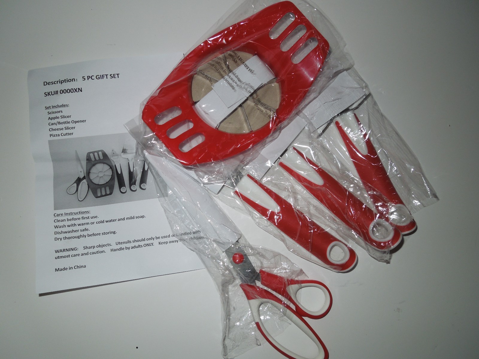 NIP 5pc. Red/White Kitchen Tool Gift Set