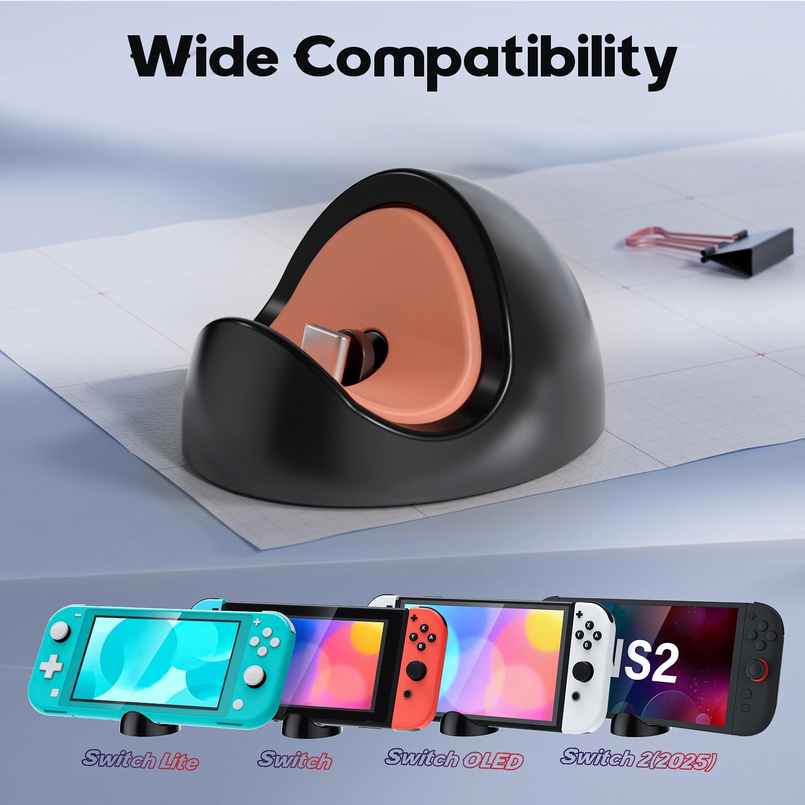 Switch Charging Dock for Nintendo Switch 2/1/Lite/OLED