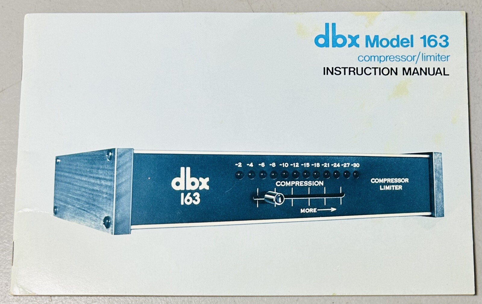 Vintage Original DBX Model 163  Compressor / Limiter Instruction Manual OEM VG