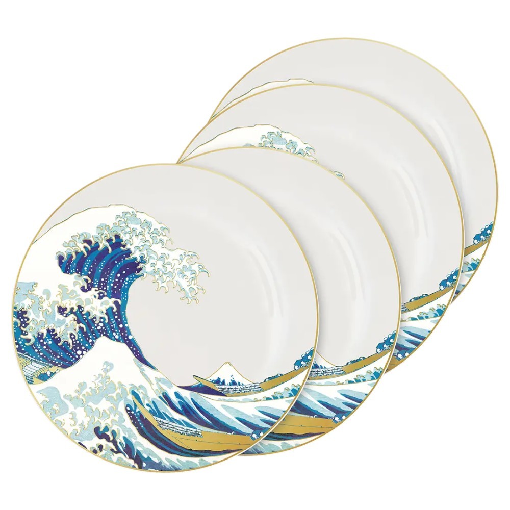 Set of 4 Ceramic Plates, Hokusai (The Great Wave of Kanagawa)