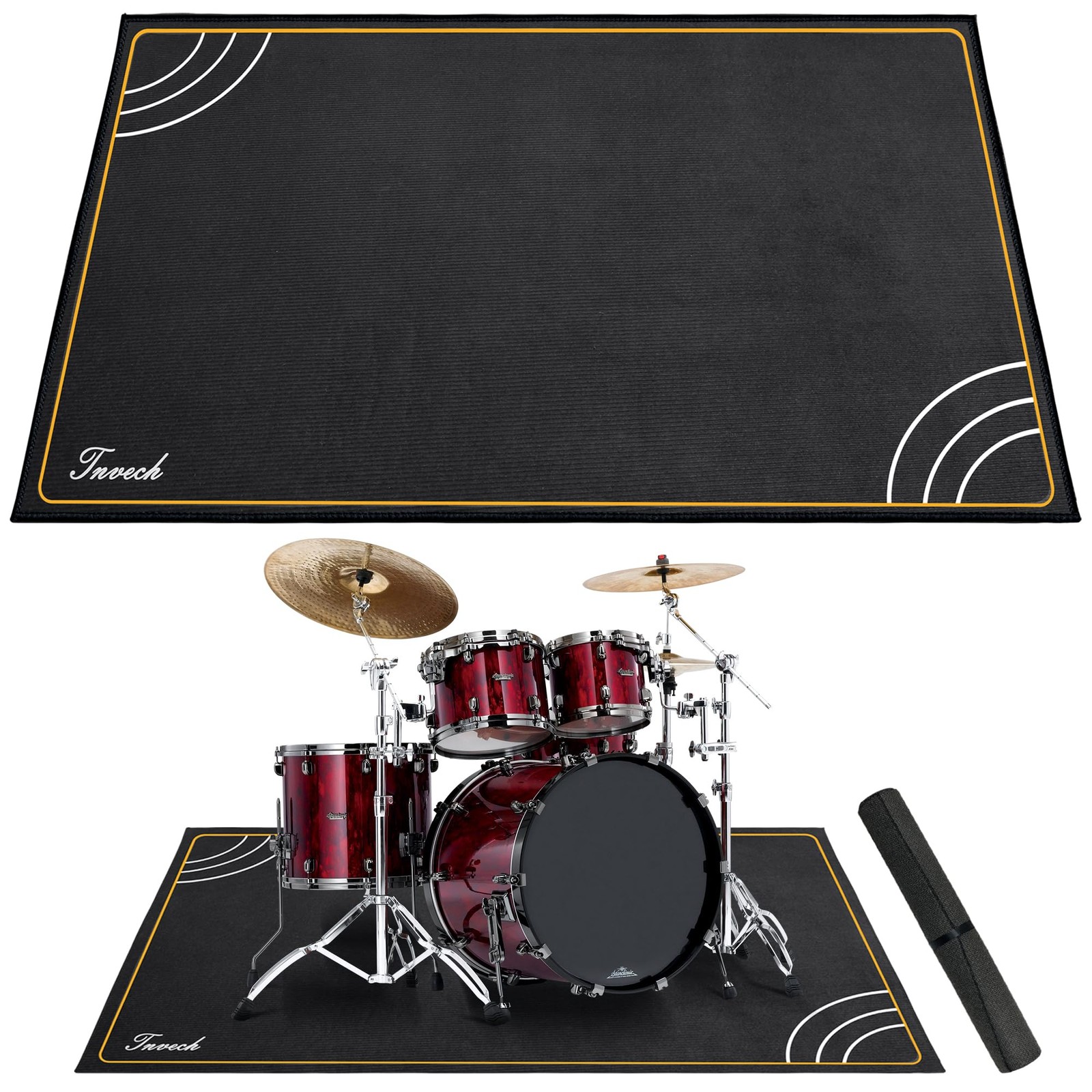 4 x 6 Ft Drum Rug with Non-Slip Grip Bottom, Soundproof Drum Floor Mat, Acces...
