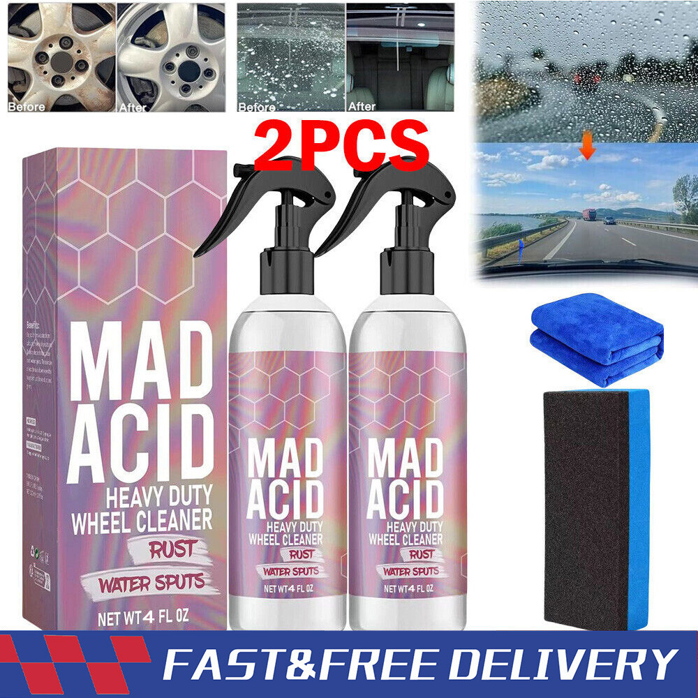2X Mad Acid- Glass Cleaner, Heavy-Duty Wheel Cleaner, Water Spot Remover for Car