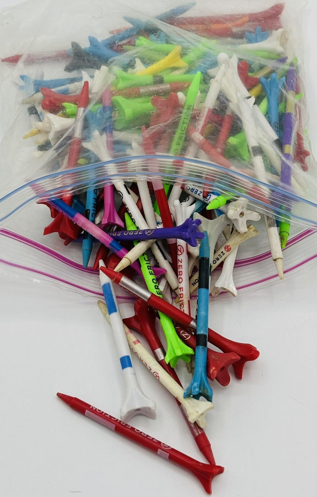 Bag of 100 USED ‘Zero Friction’ Variety Golf Tees