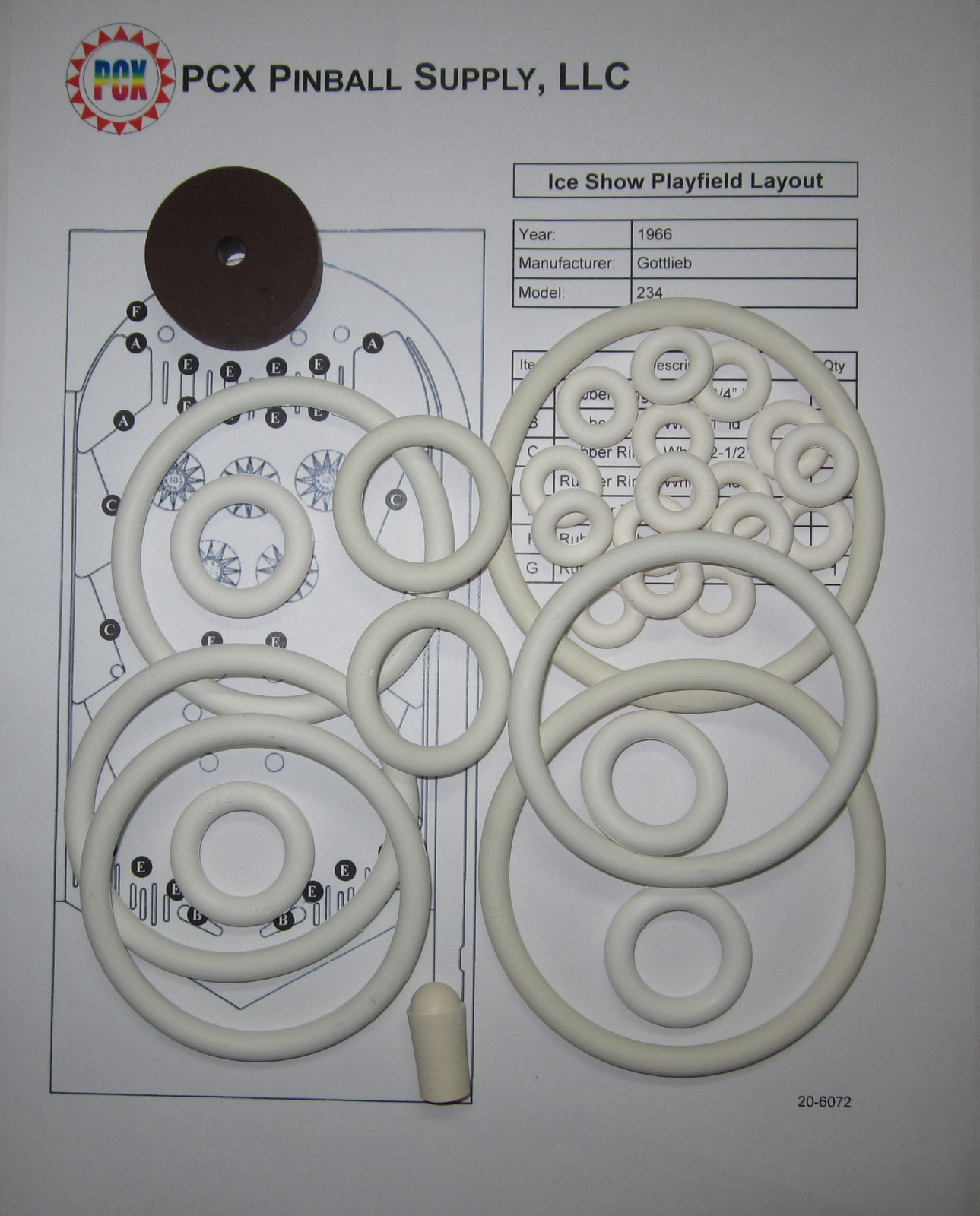 1966 Gottlieb Ice Show Pinball Machine Rubber Ring Kit