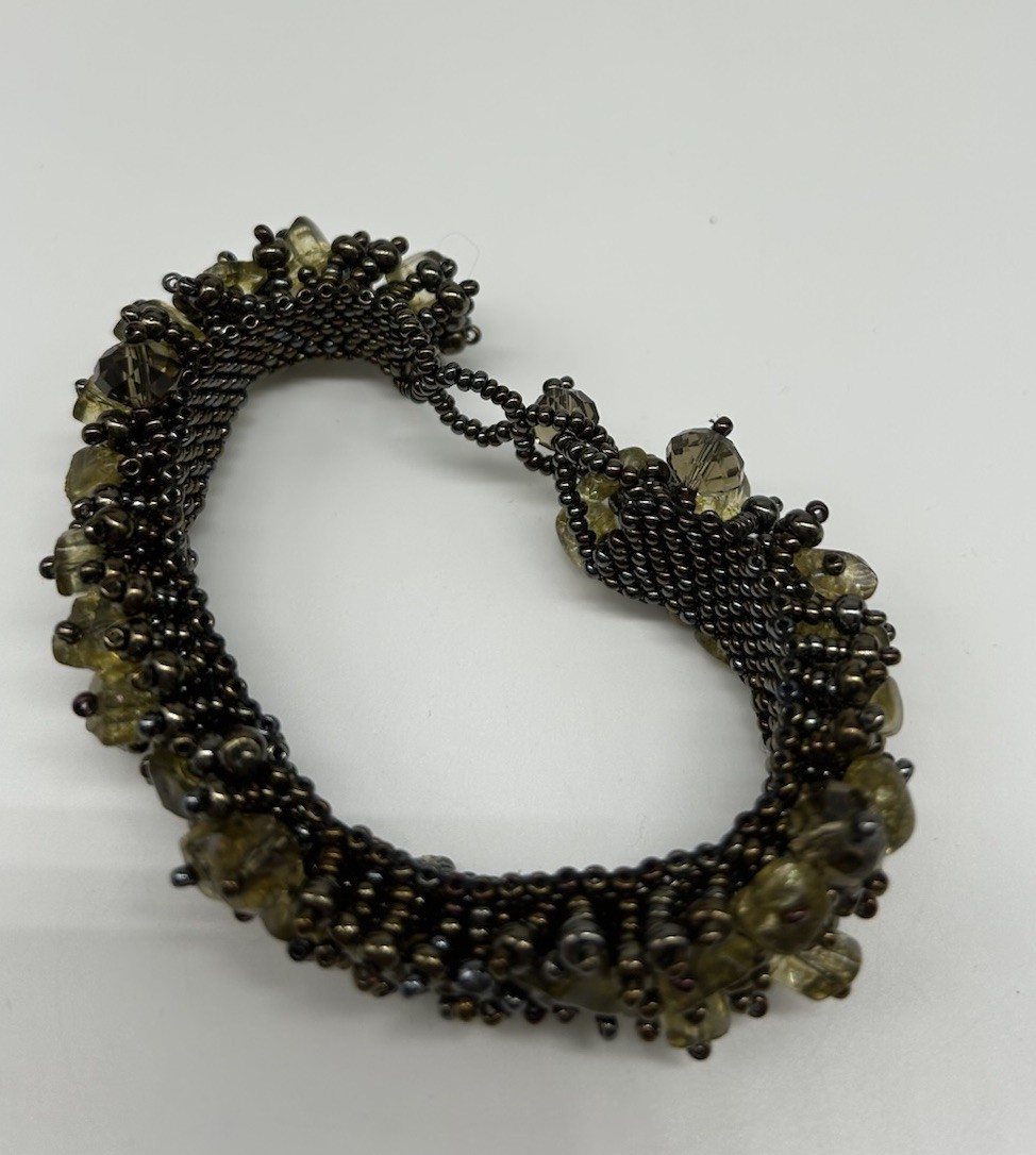 Olive Glass Beaded Bracelet