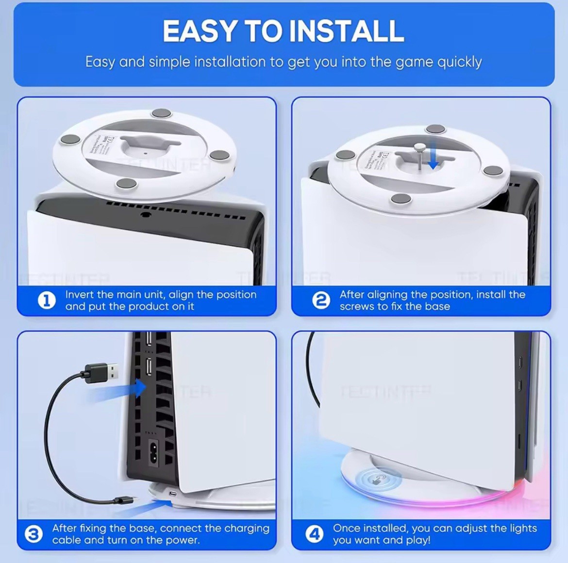 Vertical Cooling Stand with RGB Light For PS5 Slim Disc/Digital Edition Console