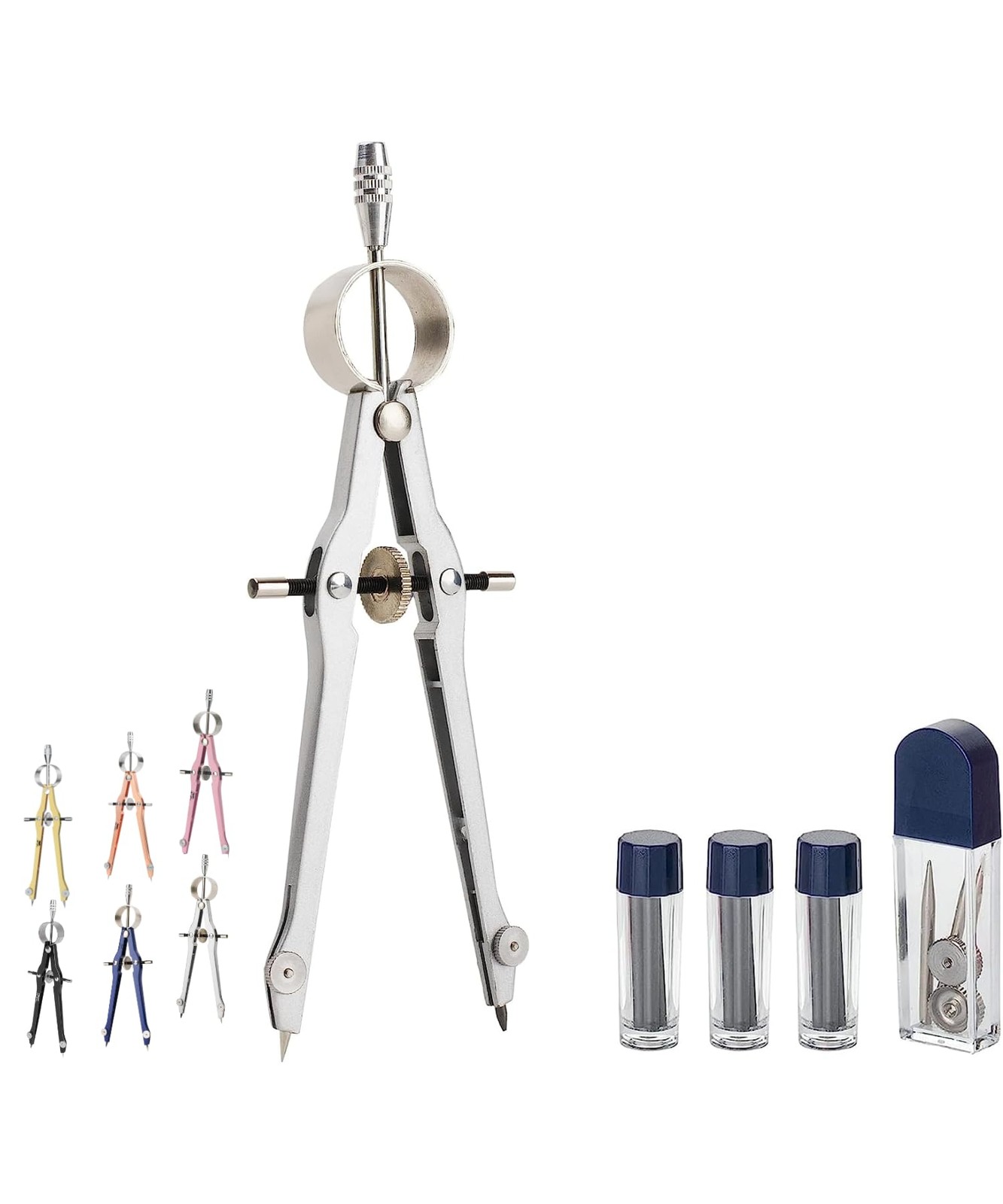 Mr. Pen- Professional Compass for Geometry, Extra Lead, Metal Compass, Silver
