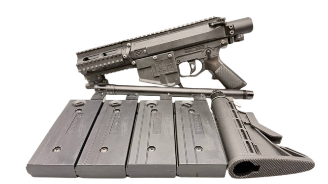 Tiberius Arms Rifled Barrel Tactical Magfed Paintball Marker Bundle 4 Magazines