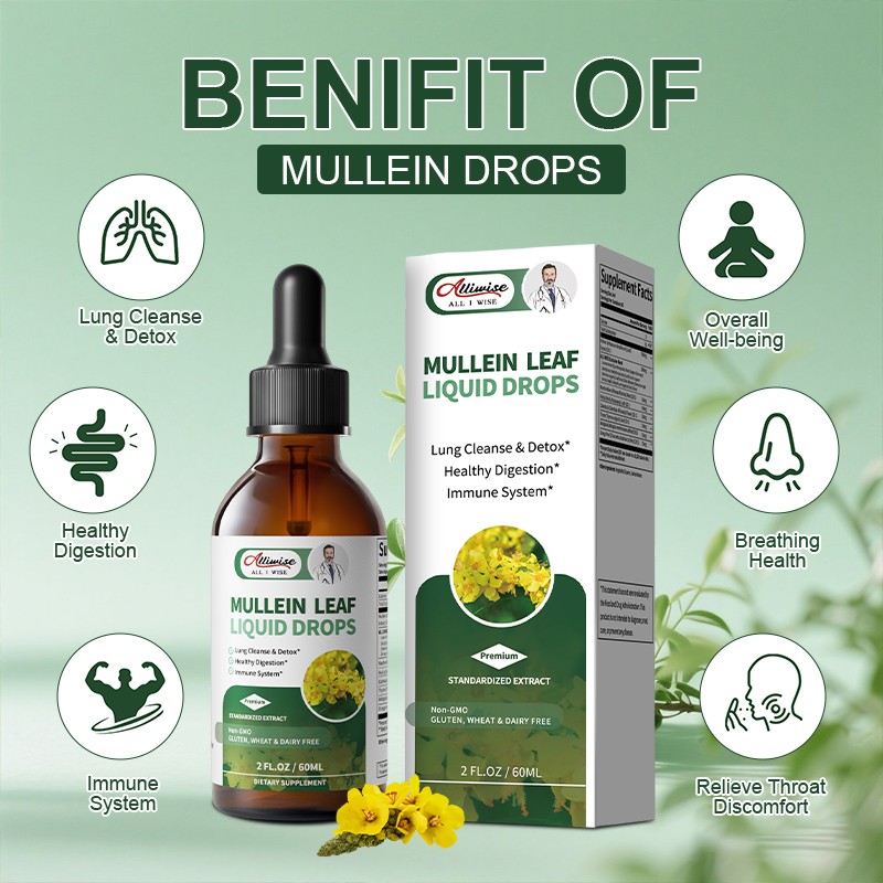 2 PACK Mullein Drops for Lungs, Detox and Cleanse Mullein Extract Supplement