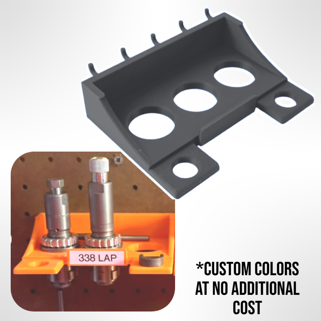 3-Die Reloading Pegboard Rack Holder for Hornady LNL Dies (1.16 in / 29.5mm)