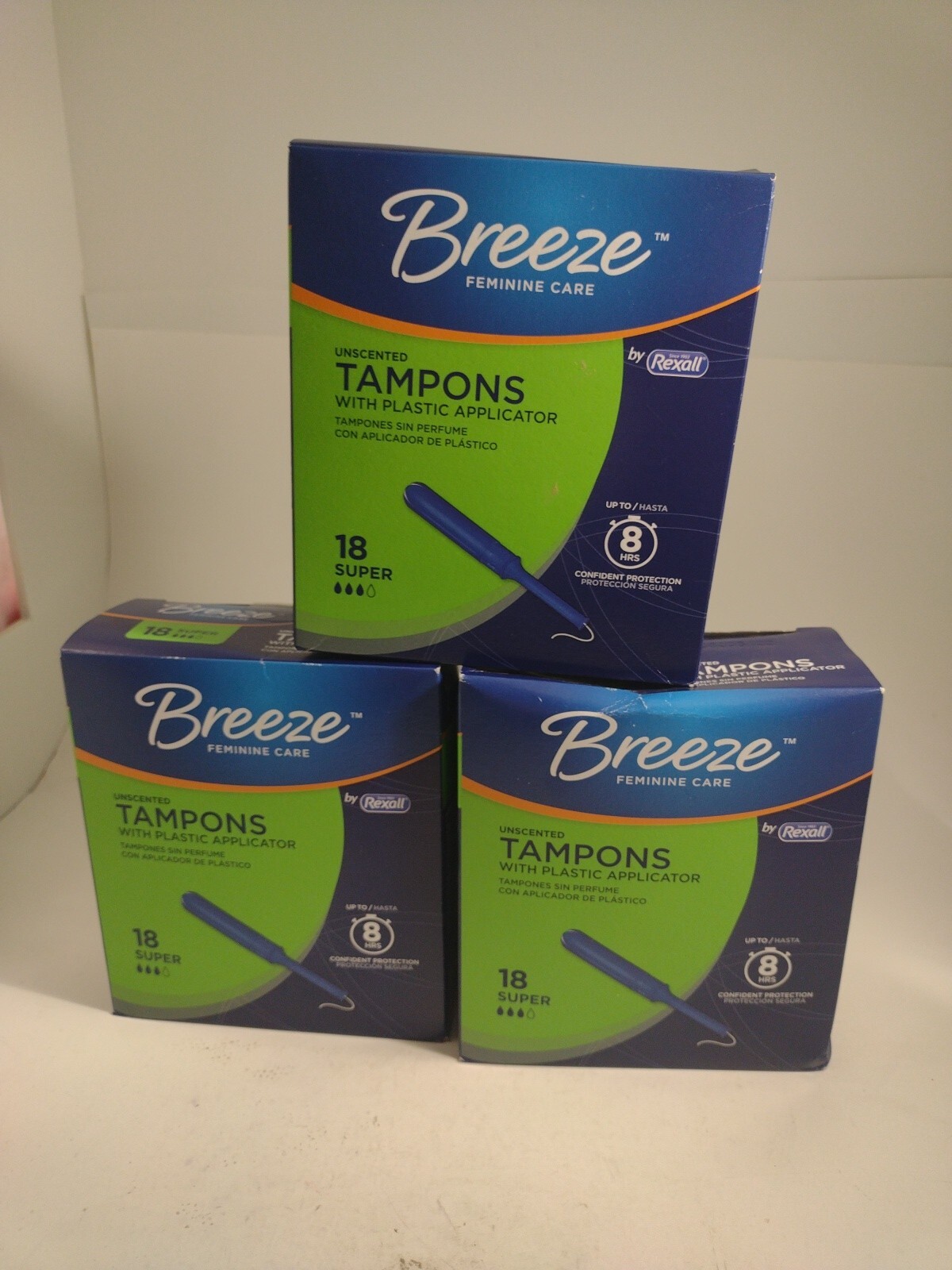 Breeze by Rexall Unscented Plastic Applicator, UnScented Tampons, Super, 54 Ct