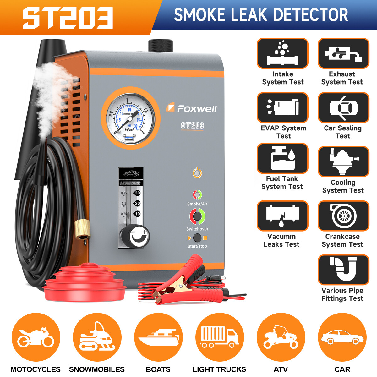 FOXWELL ST203 Automotive EVAP Smoke Machine Leak Detector Diagnostic Tester USA