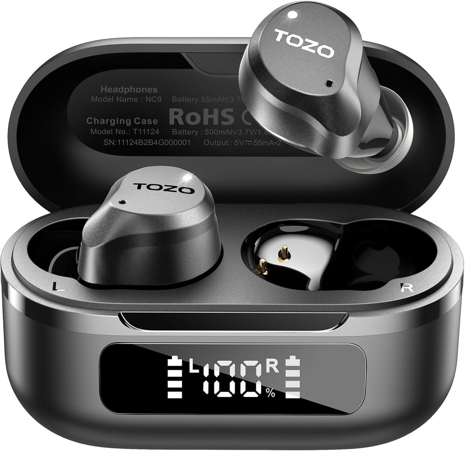 TOZO Wireless Earbuds 6-Mic Hybrid Active Noise Cancelling Bluetooth Headset